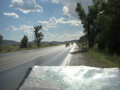 Sun Shower on Bike Trip.